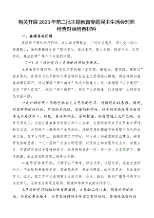 有关开展2023年第二批学习教育专题民主生活会对照检查对照检查材料.docx