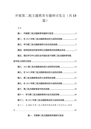 2023开展第二批专题教育专题研讨发言（共13篇）.docx