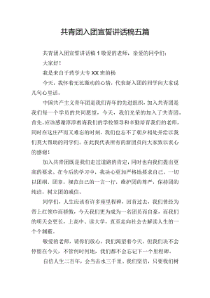 共青团入团宣誓讲话稿五篇.docx