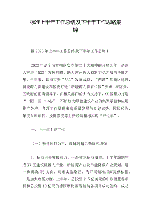 标准上半年工作总结及下半年工作思路集锦.docx