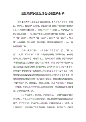 主题教育民主生活会检视剖析材料.docx
