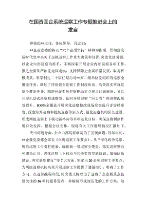 在国资国企系统巡察工作专题推进会上的发言.docx