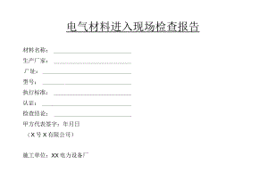 电气材料进入现场检查报告（2023年）.docx