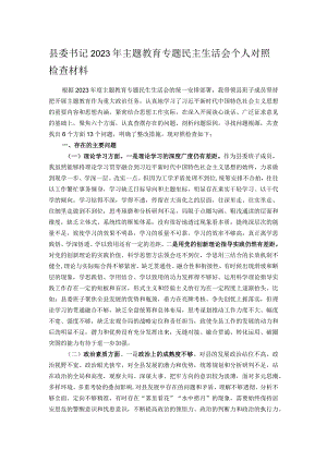 县委书记2023年主题教育专题民主生活会个人对照检查材料.docx