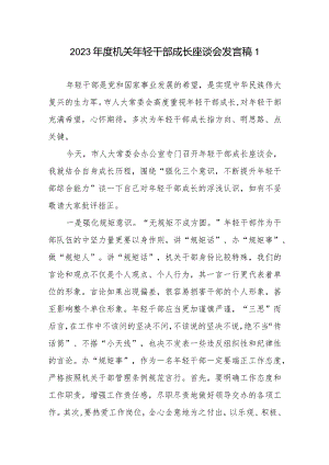 2023年度机关年轻干部成长座谈会发言稿6篇.docx
