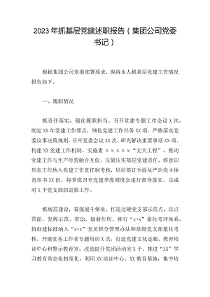 2023年抓基层党建述职报告（集团公司党委书记）.docx