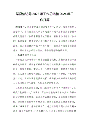 某县信访局2023年工作总结和2024年工作打算.docx