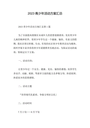 2023青少年活动方案汇总.docx