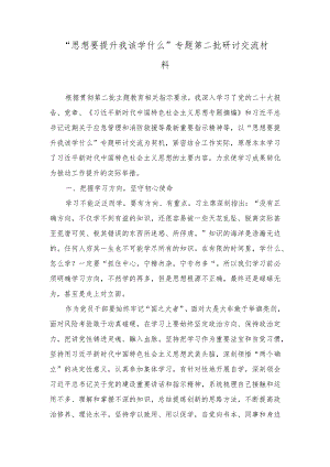 2023年“思想要提升我该学什么”专题第二批主题教育研讨交流发言材料.docx