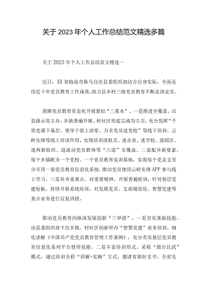 关于2023年个人工作总结范文精选多篇.docx