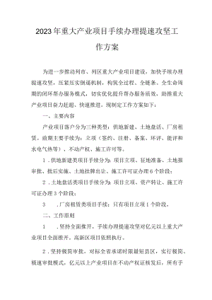 2023年重大产业项目手续办理提速攻坚工作方案.docx