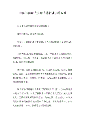 中学生学宪法讲宪法精彩演讲稿5篇.docx