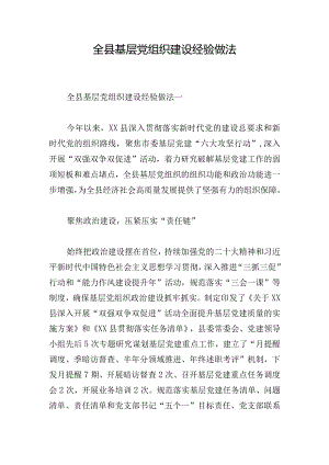 全县基层党组织建设经验做法.docx