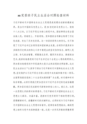 XX党委班子民主生活会对照检查材料.docx