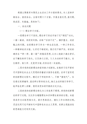 2023年主题教育专题民主生活会对照检查材料范文两篇.docx