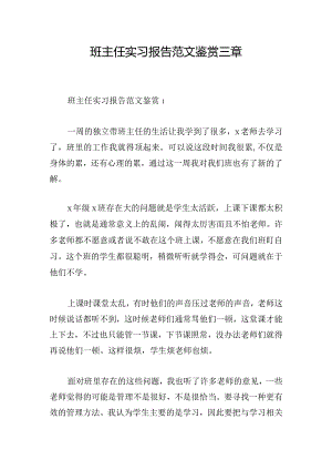 班主任实习报告范文鉴赏三章.docx