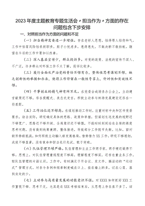 2023年度集中教育专题生活会“担当作为”方面的存在问题包含下步安排.docx