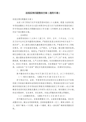 巡视反馈问题整改方案(通用6篇).docx