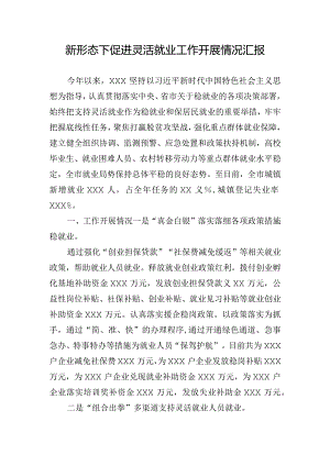新形态下促进灵活就业工作开展情况汇报.docx