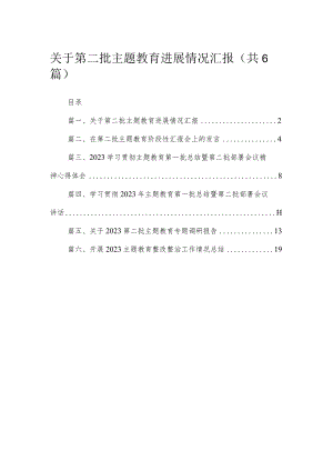 关于第二批专题进展情况汇报最新精选版【六篇】.docx
