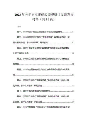 2023年关于树立正确政绩观研讨发流发言材料【11篇】.docx