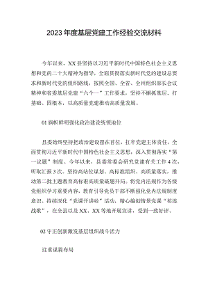 2023年度基层党建工作经验交流材料.docx