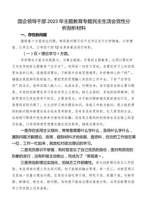国企领导干部2023年学习教育专题民主生活会党性分析剖析材料.docx