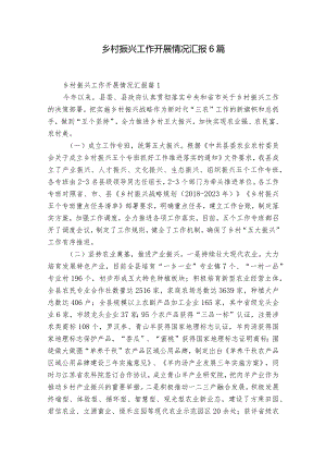 乡村振兴工作开展情况汇报6篇.docx