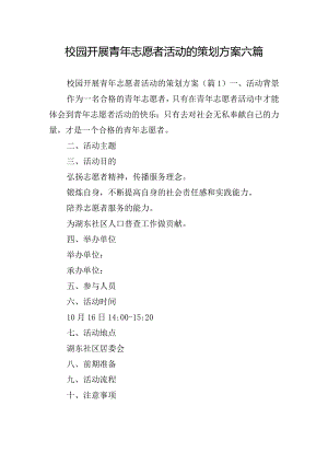 校园开展青年志愿者活动的策划方案六篇.docx