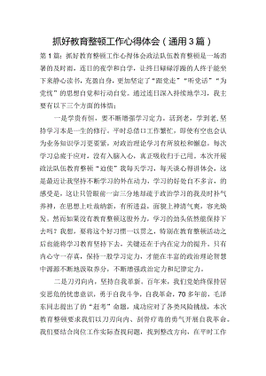抓好教育整顿工作心得体会(通用3篇).docx