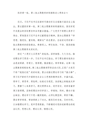 2023年9月抓好第一批、第二批主题教育的衔接联动心得体会感想领悟5篇.docx