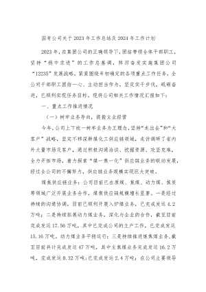 国有公司关于2023年工作总结及2024年工作计划.docx