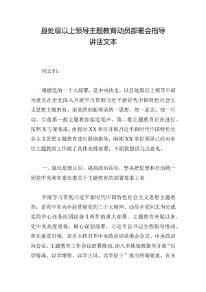 县处级以上领导主题教育动员部署会指导讲话文本.docx