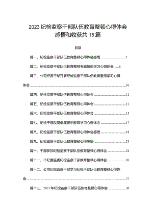 2023纪检监察干部队伍教育整顿心得体会感悟和收获共15篇.docx