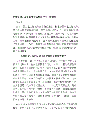 党委党支部书记2023主题教育党课讲稿辅导报告：凝心铸魂学思想 笃行实干建新功.docx