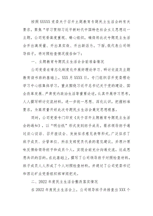 2023年国企公司教育专题民主生活领导班子检查材料范文两篇.docx