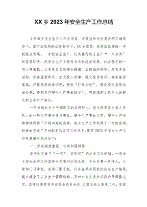 XX乡2023年安全生产工作总结.docx