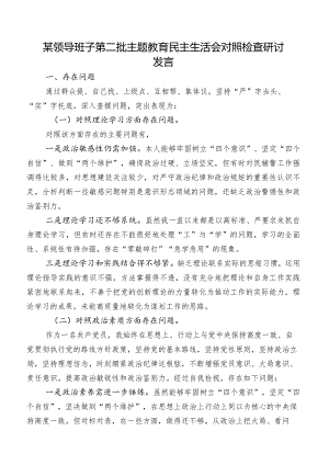 某领导班子第二批集中教育民主生活会对照检查研讨发言.docx