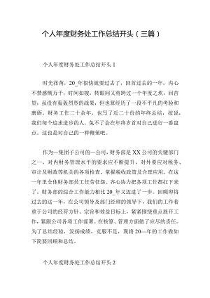 个人年度财务处工作总结开头(三篇).docx