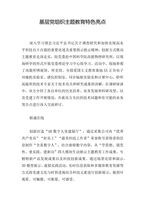 基层党组织主题教育特色亮点.docx