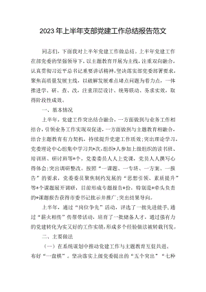 2023年上半年支部党建工作总结报告范文.docx
