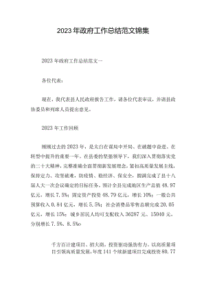 2023年政府工作总结范文锦集.docx