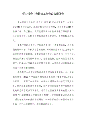 学习领会中央经济工作会议心得体会2篇.docx