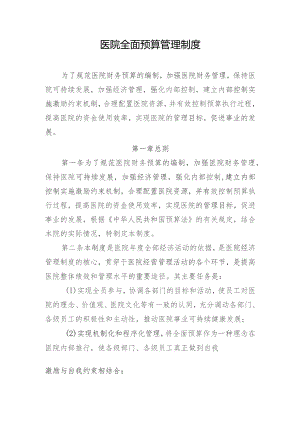 医院全面预算管理制度.docx