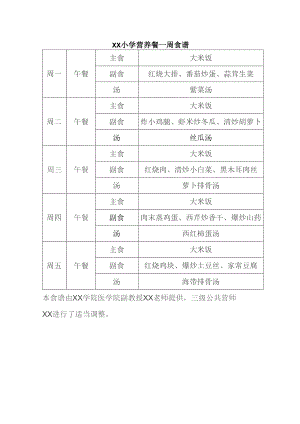 小学营养餐一周食谱.docx