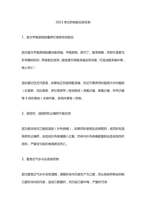 2023常见药物配伍禁忌表.docx
