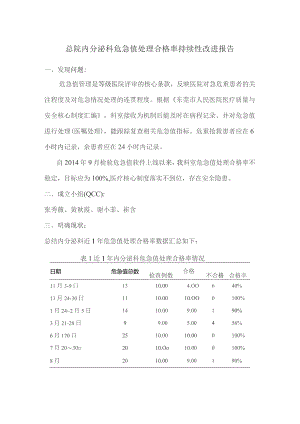 内分泌科危急值处理合格率质量持续性改进PDCA报告.docx