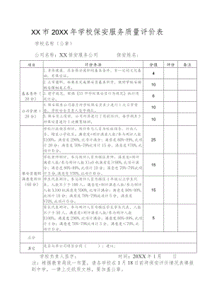 学校保安服务质量评价表.docx