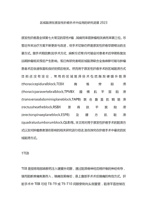 区域阻滞在原发性肝癌手术中应用的研究进展2023.docx