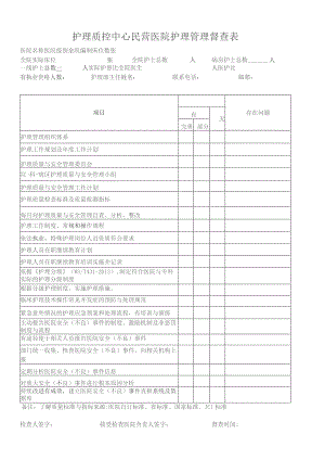 护理质控中心民营医院护理管理督查表.docx